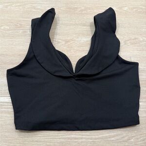 NWOT Susana Monaco Black Flutter Sleeve Crop Tank Top